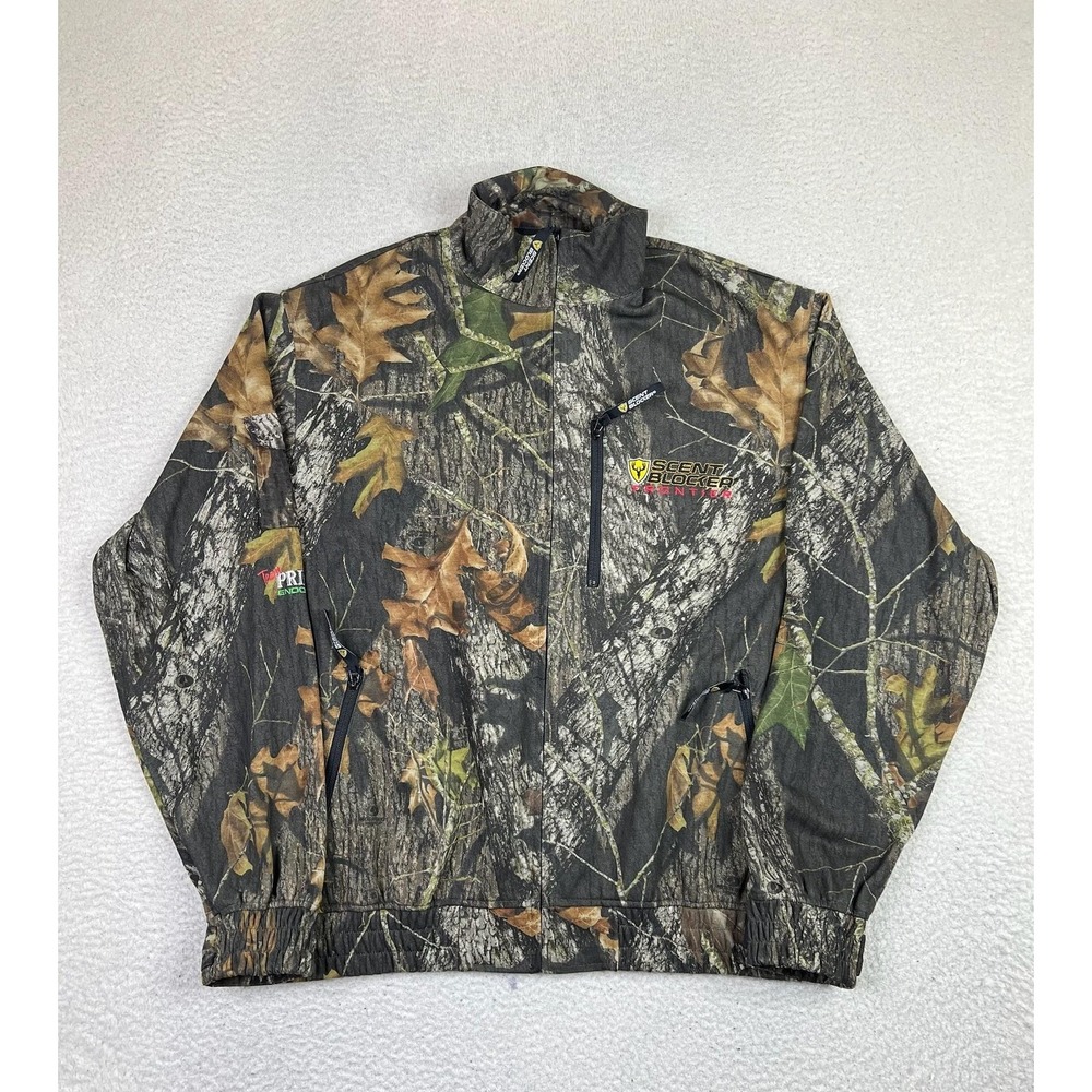 Scent Blocker Frontier Jacket Mens Large Camo Mossy Oak Hunting ScentTek